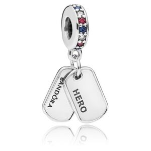 Pandora "Hero" Dog Tag Dangle Charm